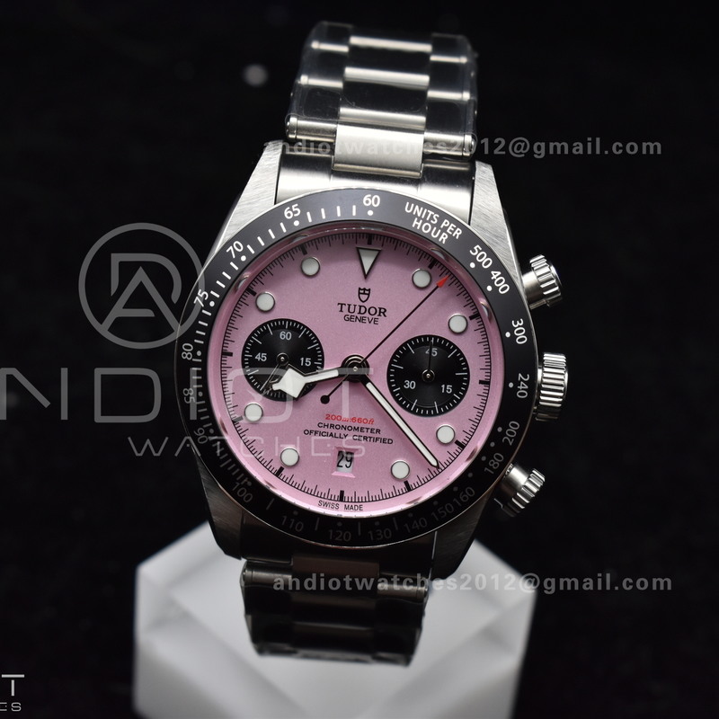 Black Bay Chrono SS TWF 1:1 Best Edition 2024 Pink Dial on SS Bracelet A7750